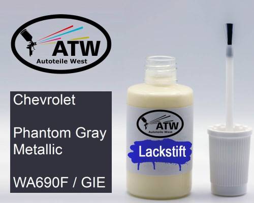 Chevrolet, Phantom Gray Metallic, WA690F / GIE: 20ml Lackstift, von ATW Autoteile West.